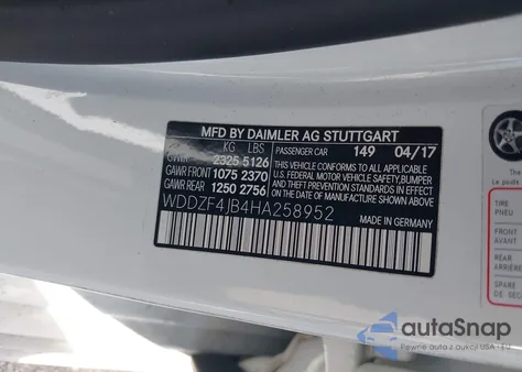 2017 Mercedes-Benz E 300 из США, поврежденный, VIN WDDZF4JB4HA258952